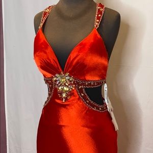 Red Open Back Prom Gown